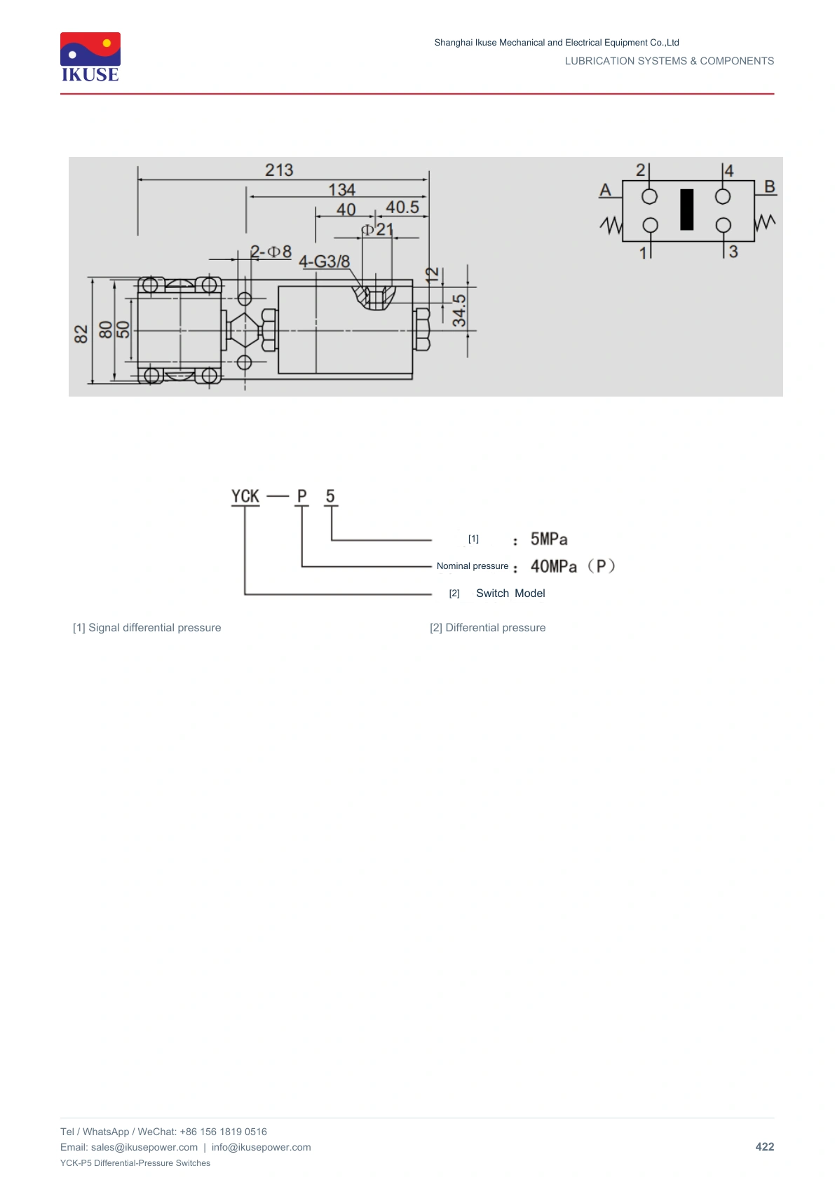 IKUSE YCK-P5 Differential-Pressure Switches image 3