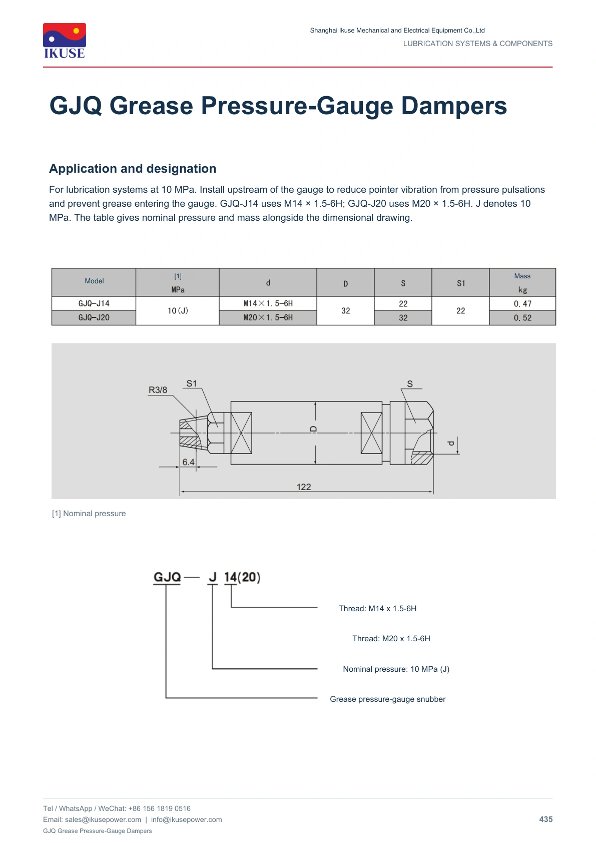IKUSE GJQ Grease Pressure-Gauge Dampers image 2