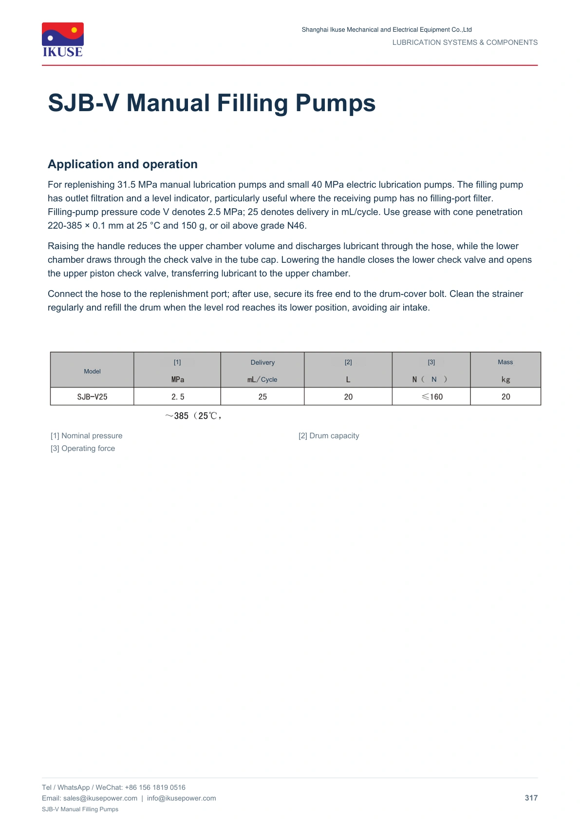 IKUSE SJB-V Manual Filling Pumps image 2