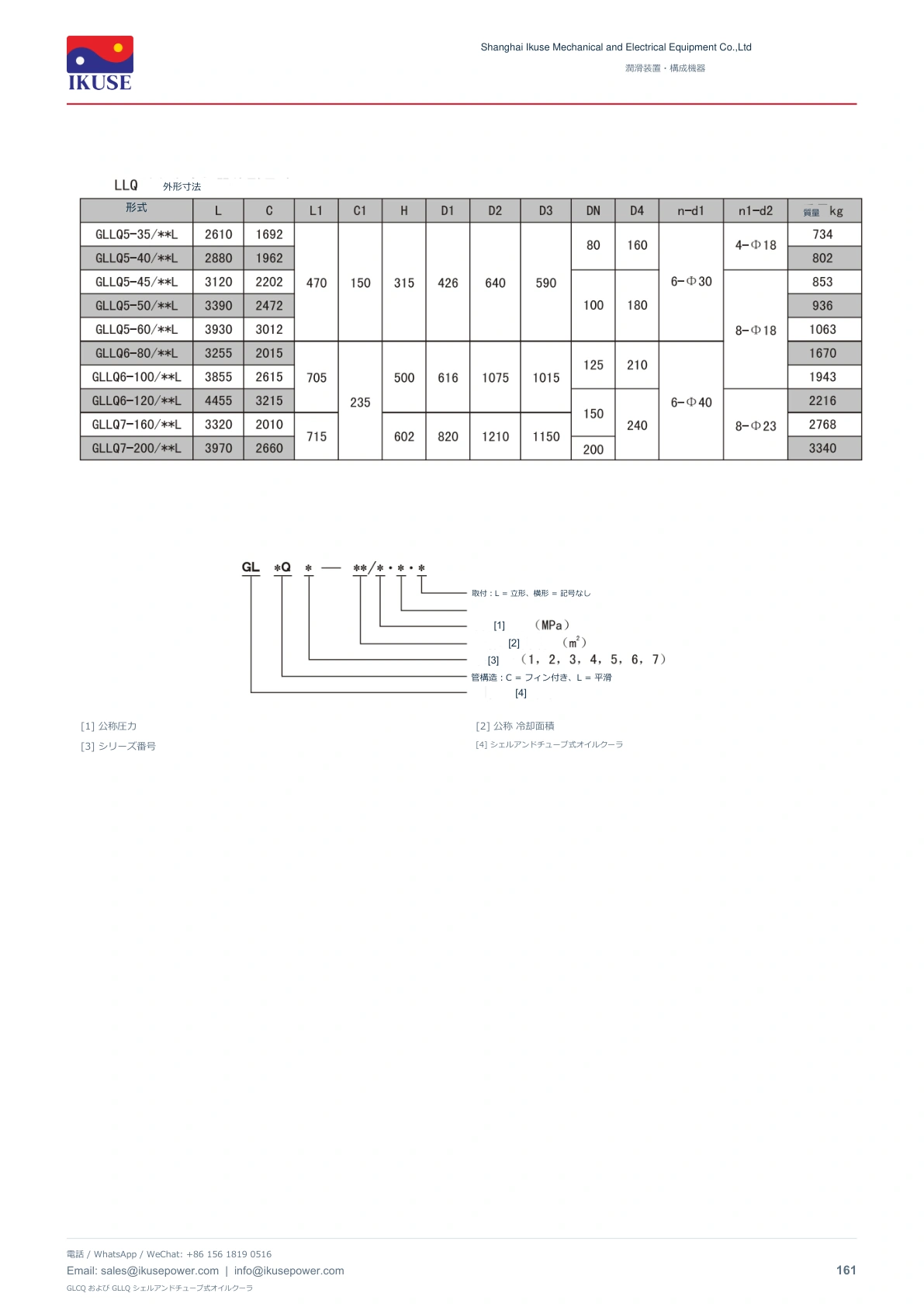 IKUSE GLCQ および GLLQ シェルアンドチューブ式オイルクーラ画像8
