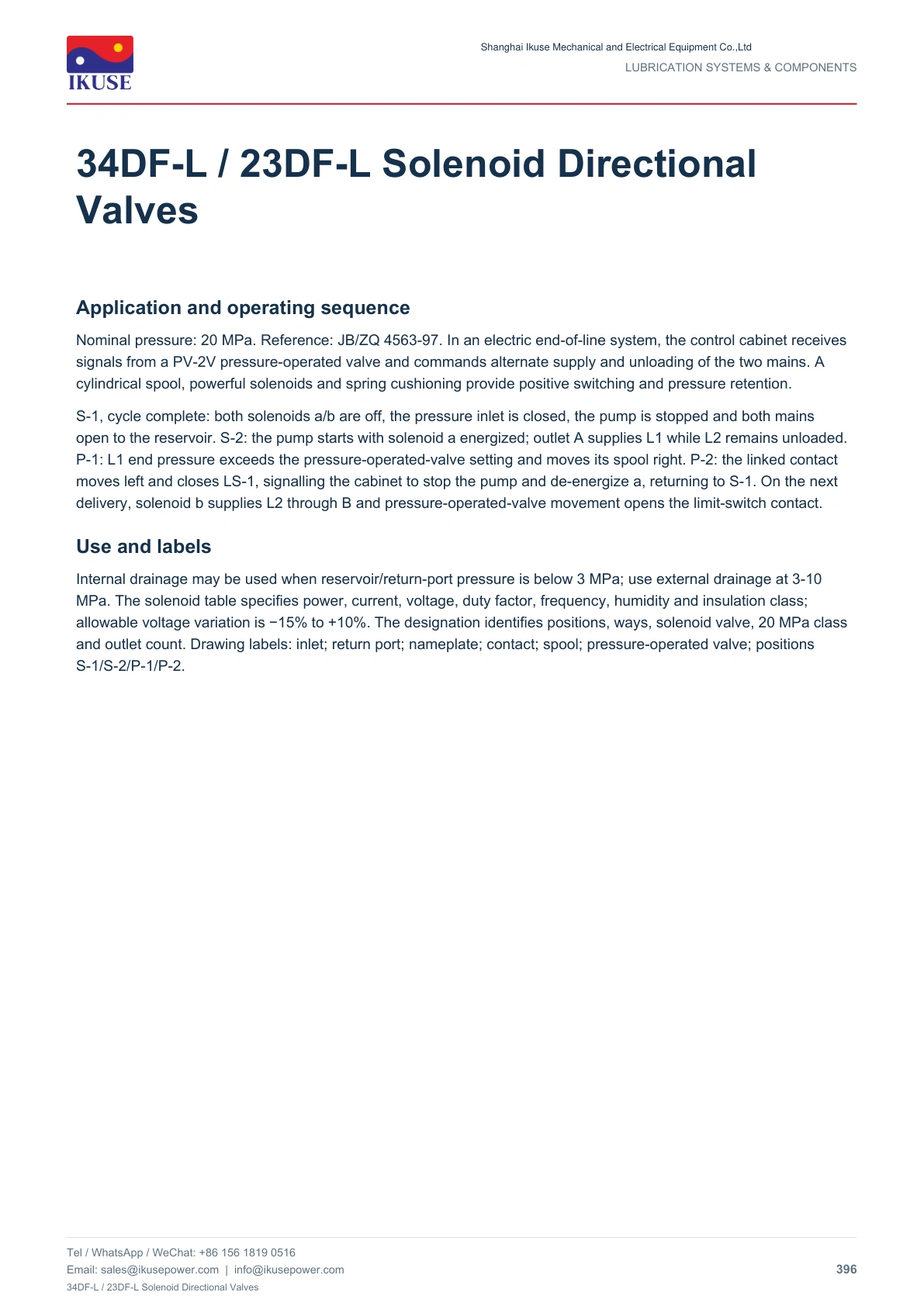 IKUSE 34DF-L / 23DF-L Solenoid Directional Valves image 2