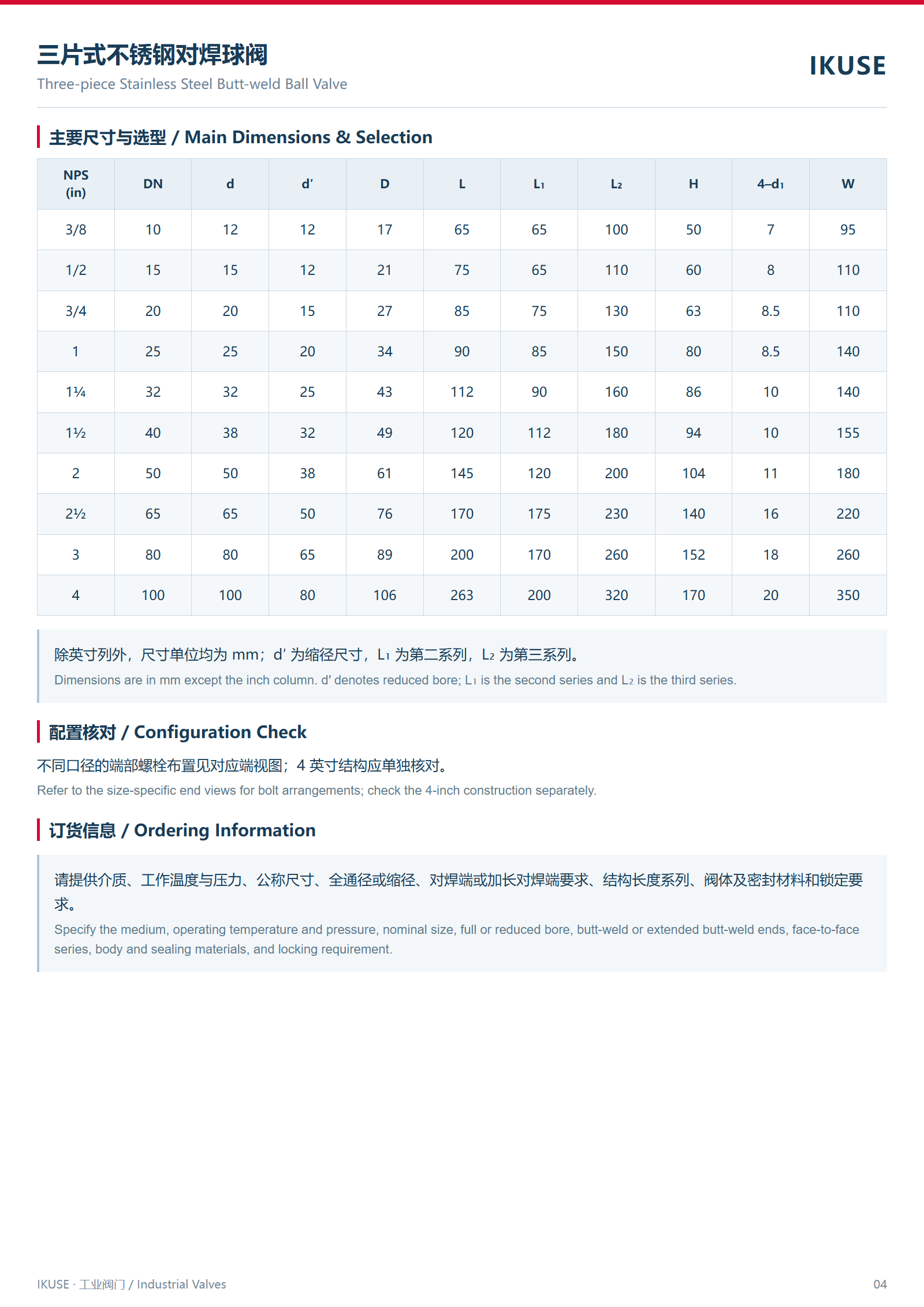 主要尺寸与选型