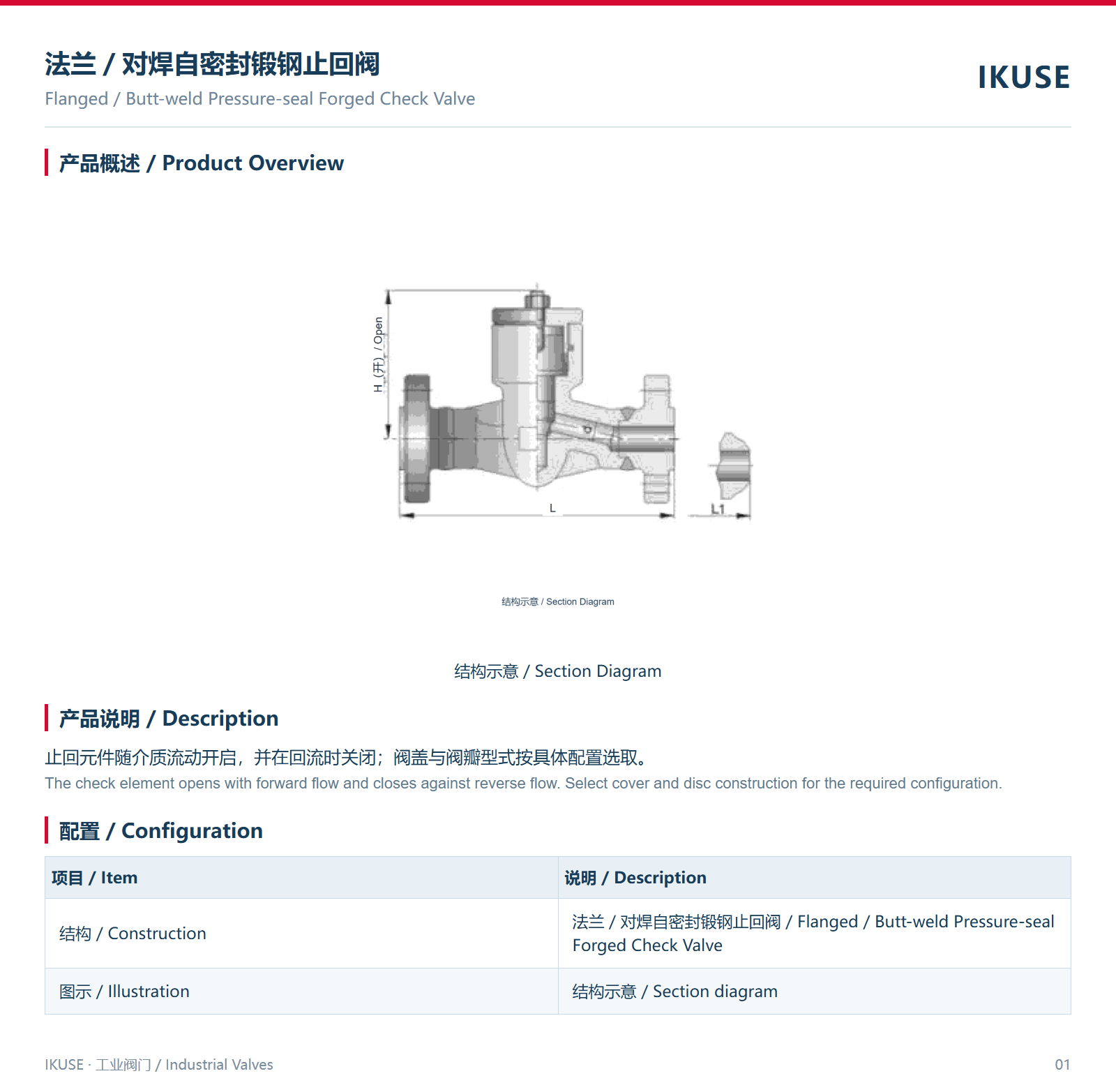 IKUSE 法兰／对焊自密封锻钢止回阀图2