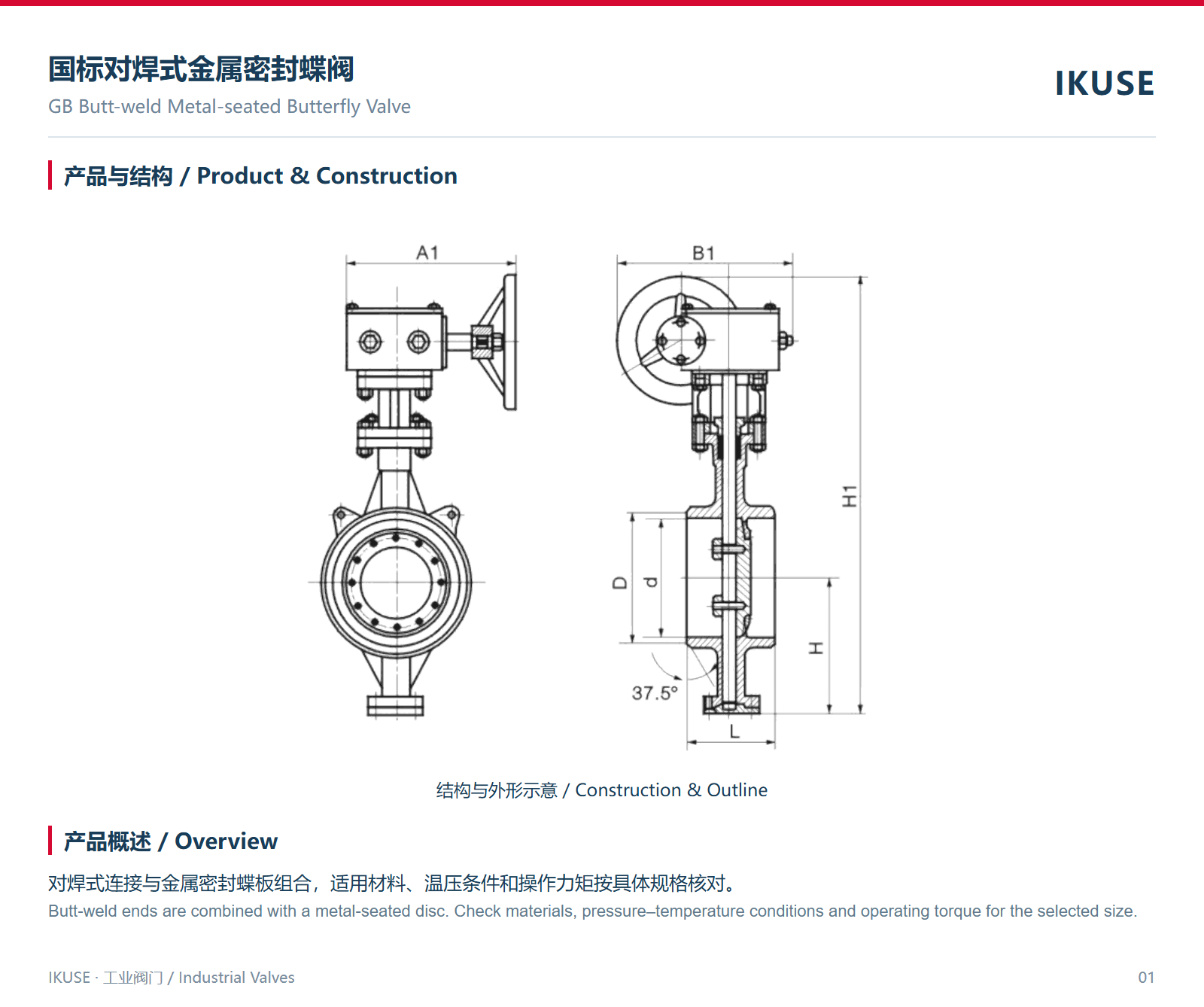 IKUSE 国标对焊式金属密封蝶阀图2