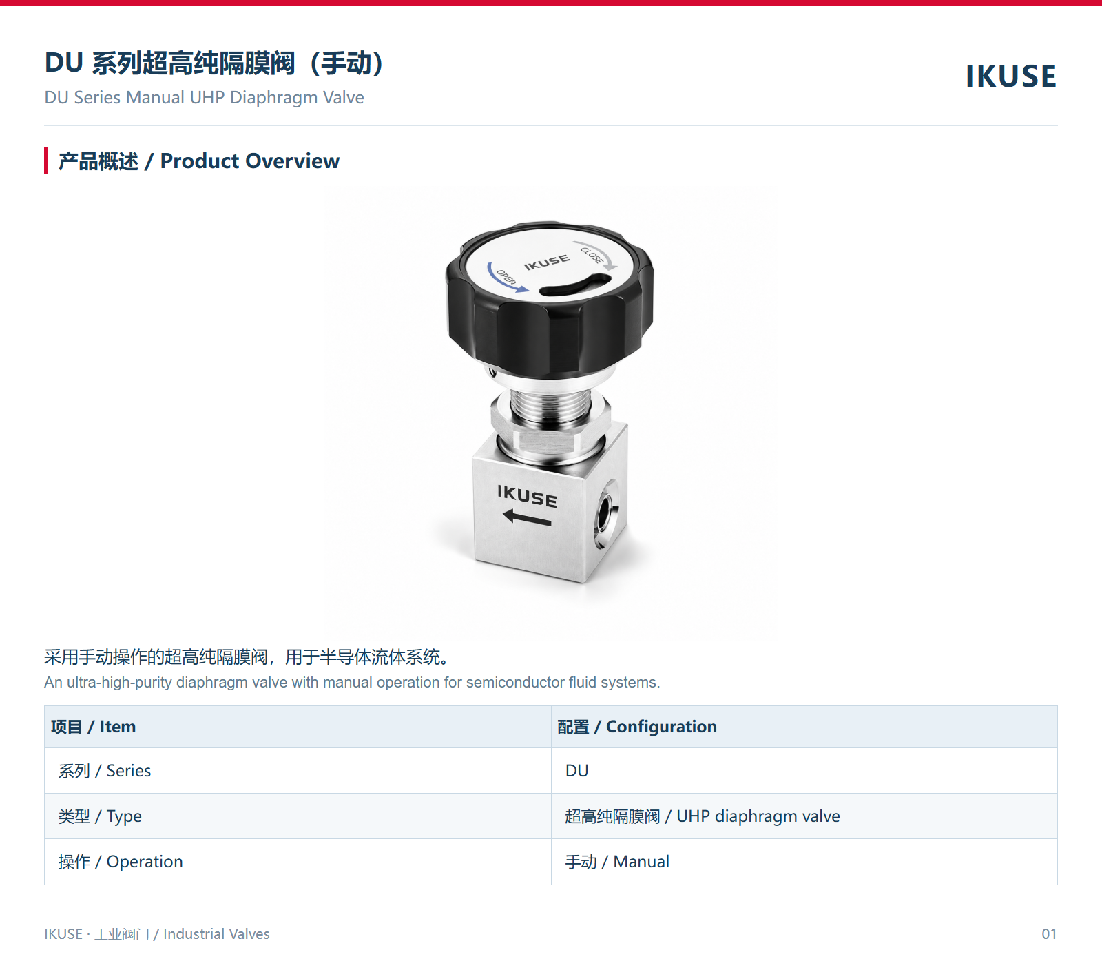 IKUSE DU 系列超高纯隔膜阀（手动）图2