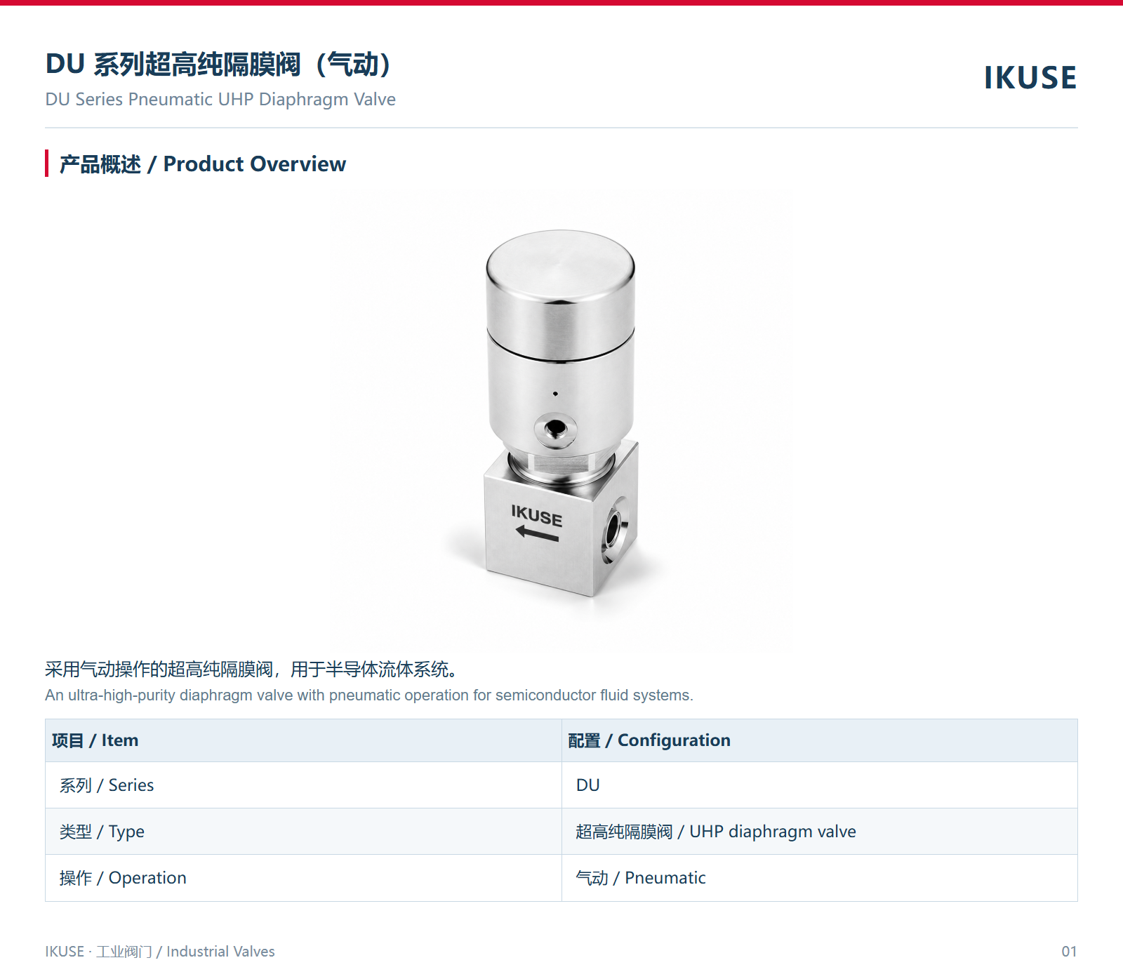 IKUSE DU 系列超高纯隔膜阀（气动）图2