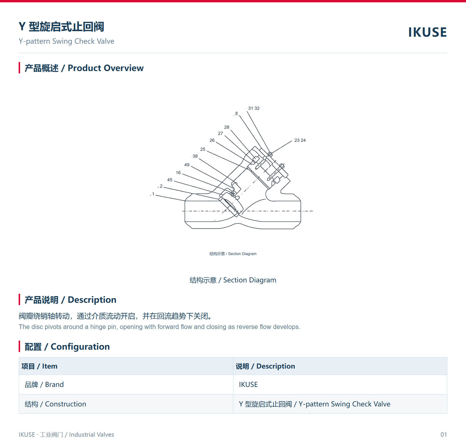IKUSE Y 型旋启式止回阀图2