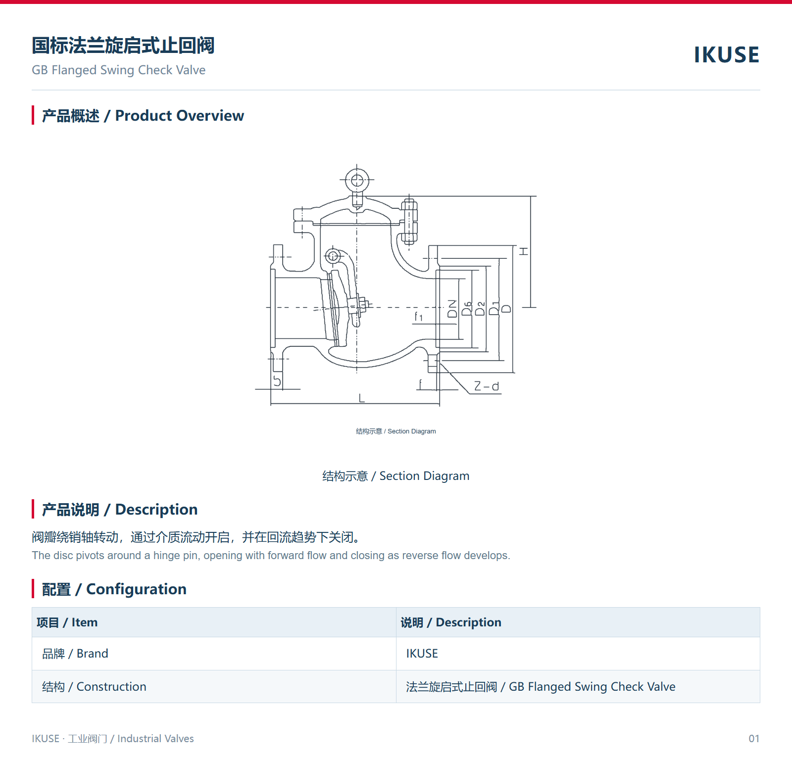 IKUSE 国标法兰旋启式止回阀图2