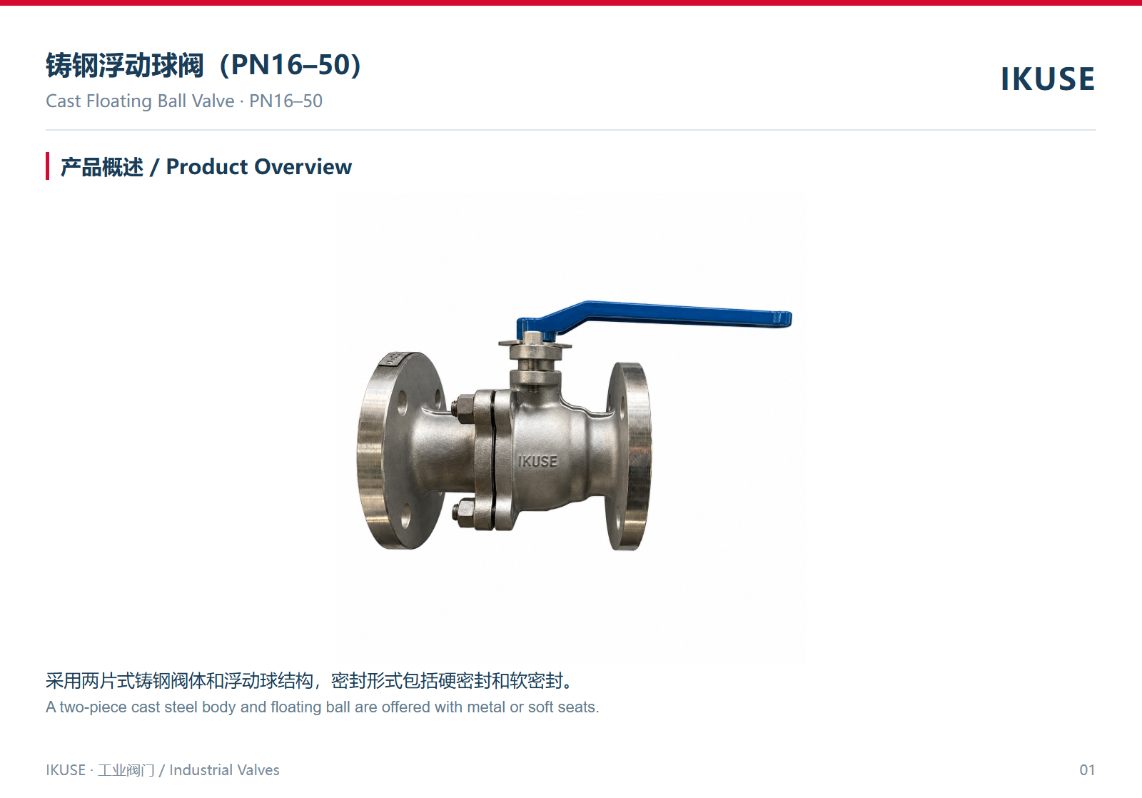 IKUSE 铸钢浮动球阀（PN16–50）图2
