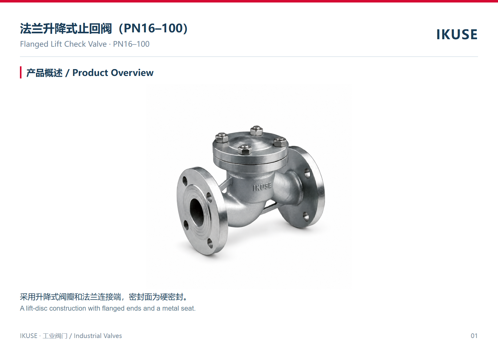IKUSE 法兰升降式止回阀（PN16–100）图2