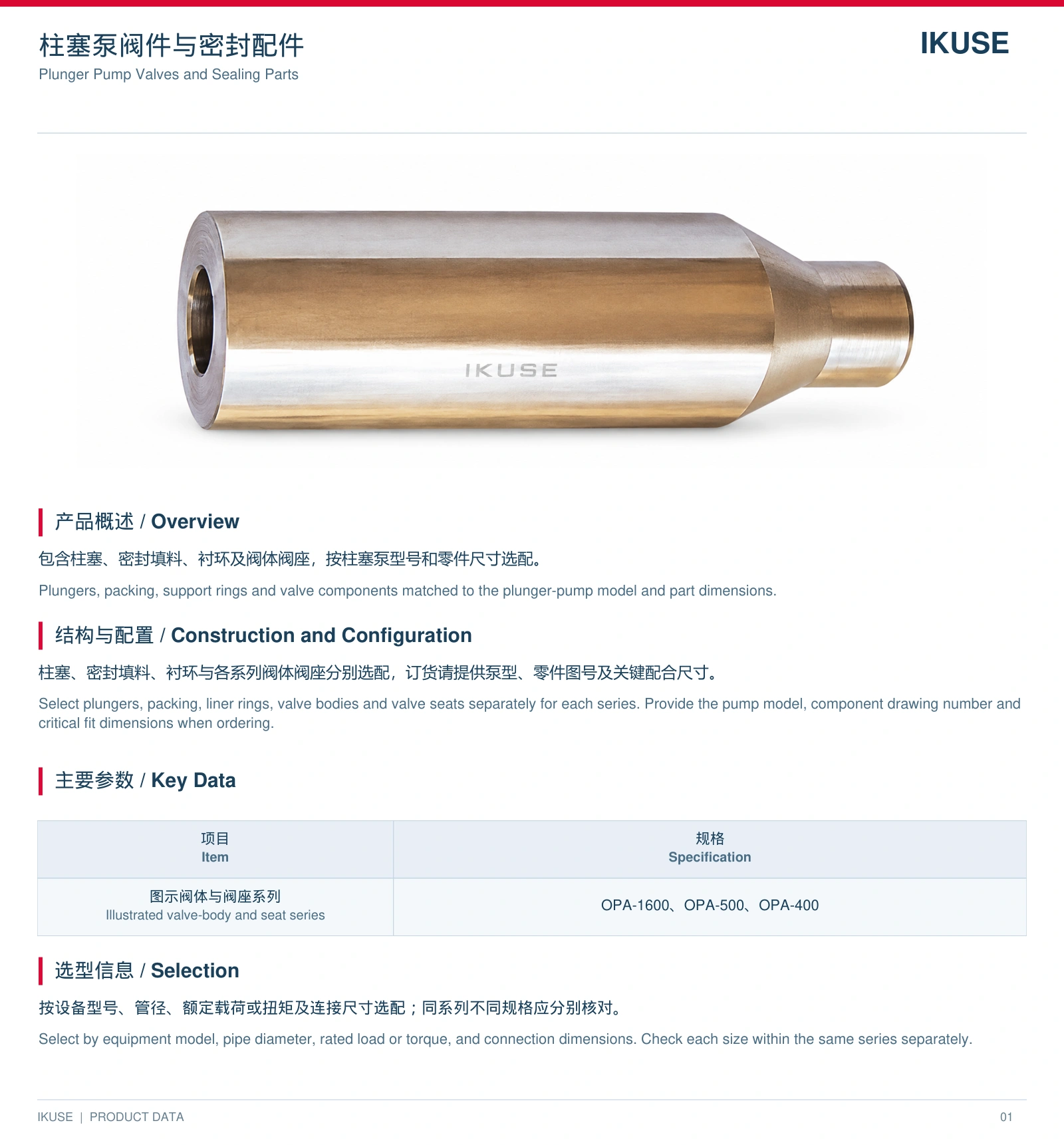 IKUSE 柱塞泵阀件与密封配件图2