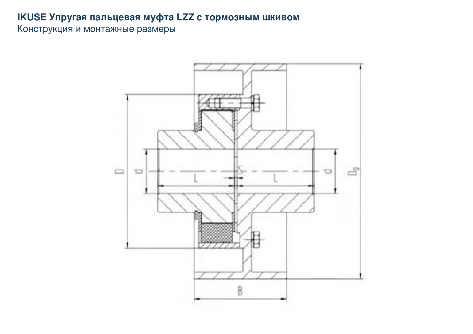 IKUSE Упругая пальцевая муфта LZZ с тормозным шкивом, фото 2