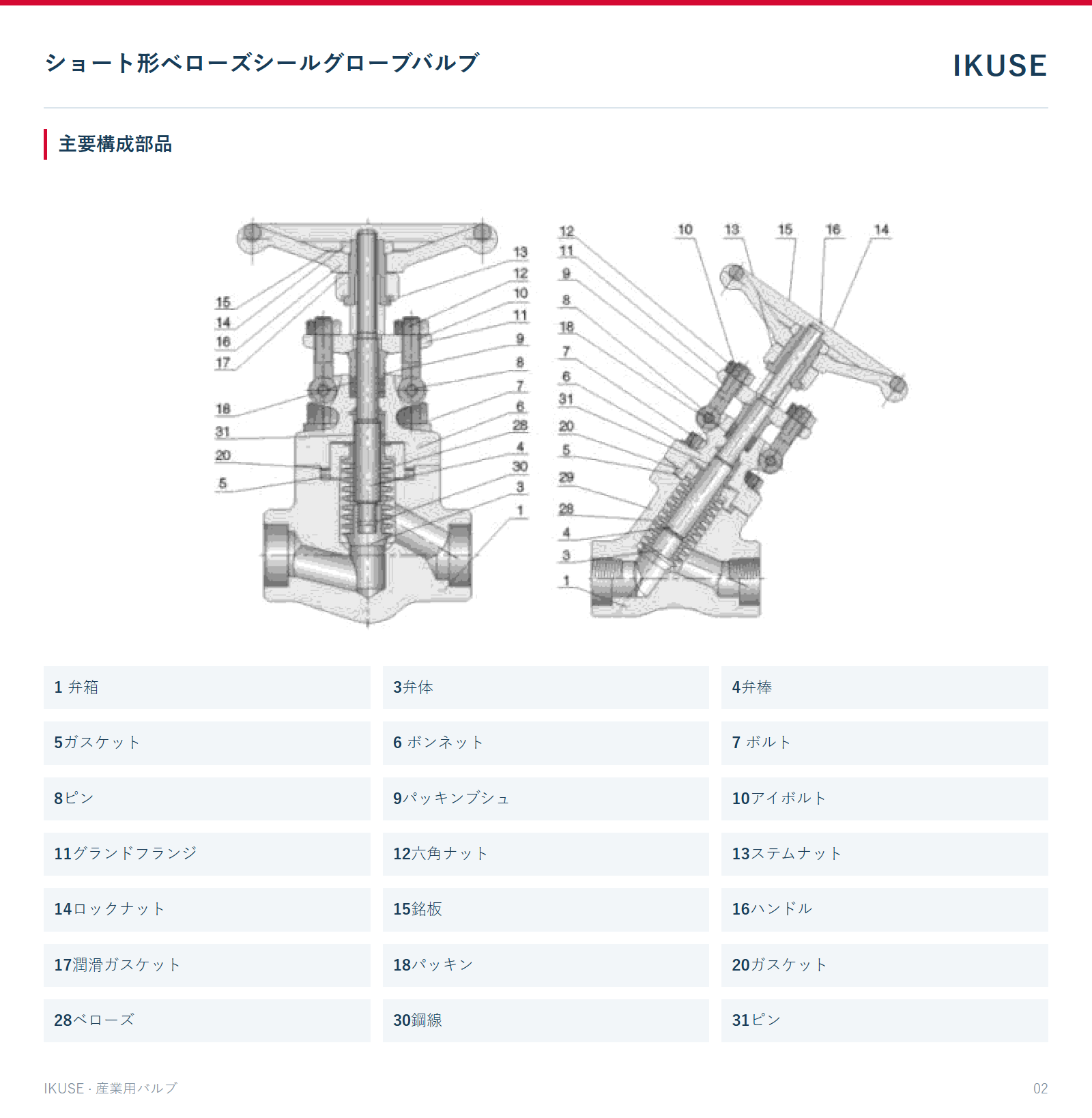 IKUSE ショート形ベローズシールグローブバルブ画像2