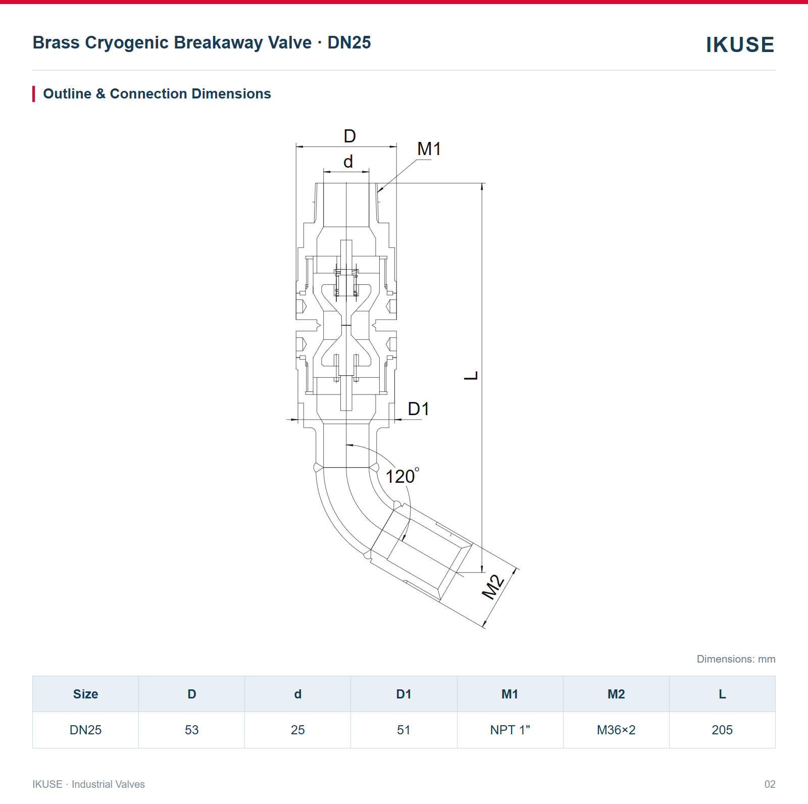 IKUSE Brass Cryogenic Breakaway Valve · DN25 image 2