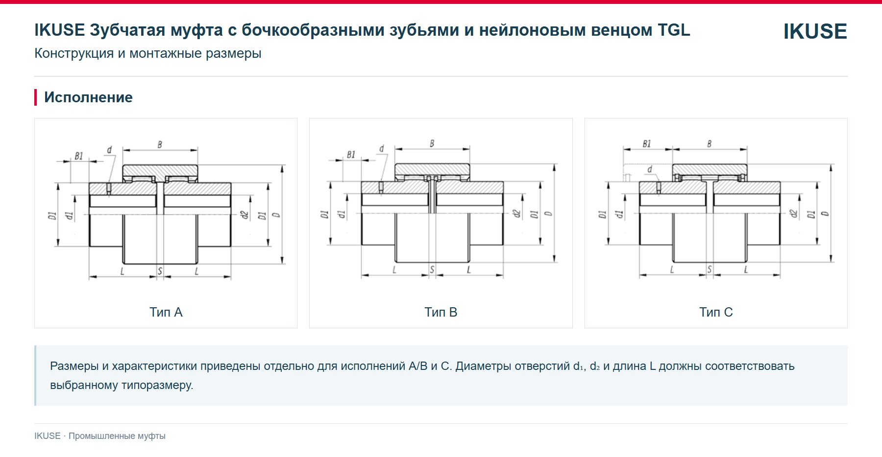 IKUSE Зубчатая муфта с бочкообразными зубьями и нейлоновым венцом TGL, фото 2