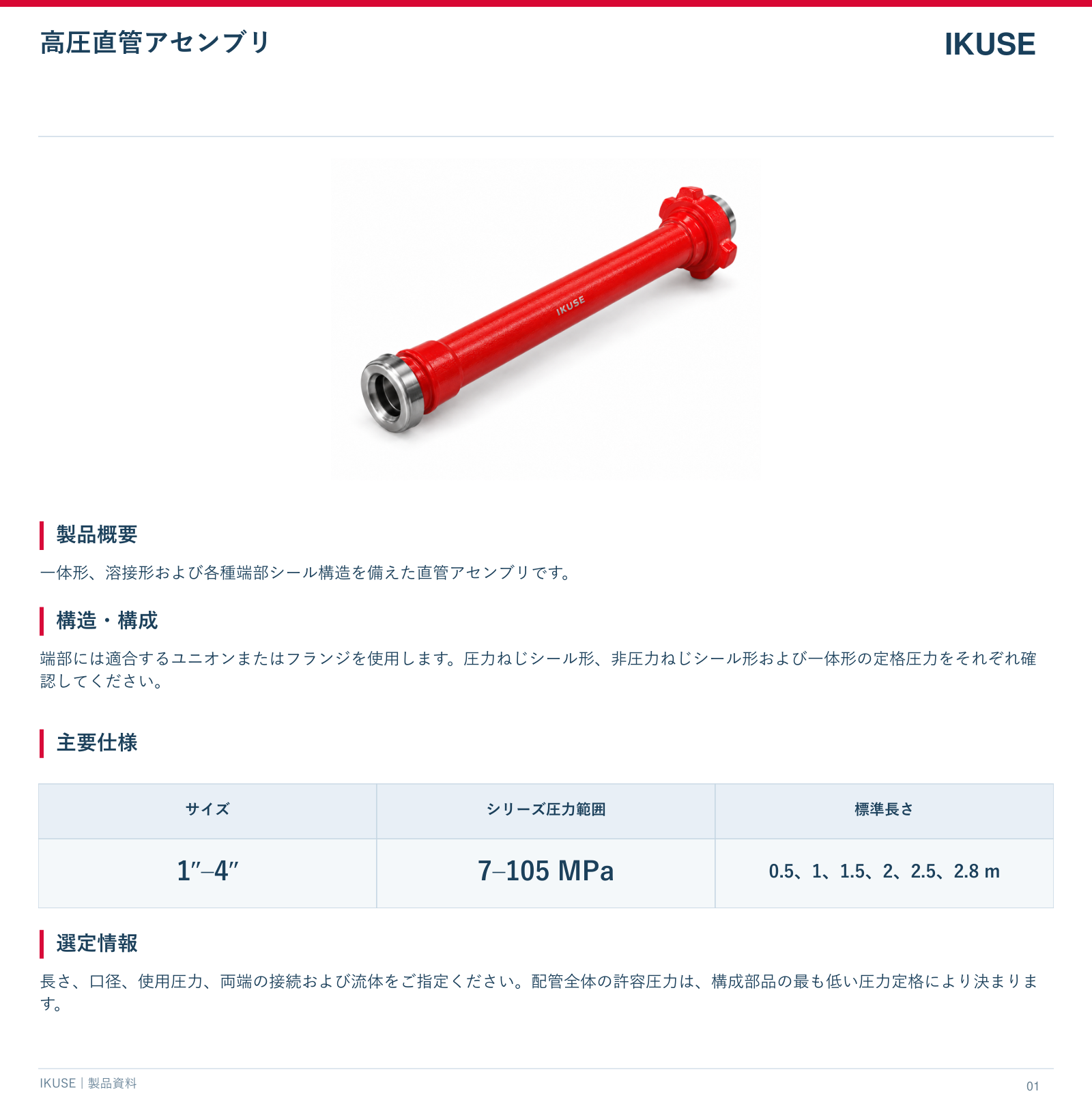 IKUSE 高圧直管アセンブリ画像2