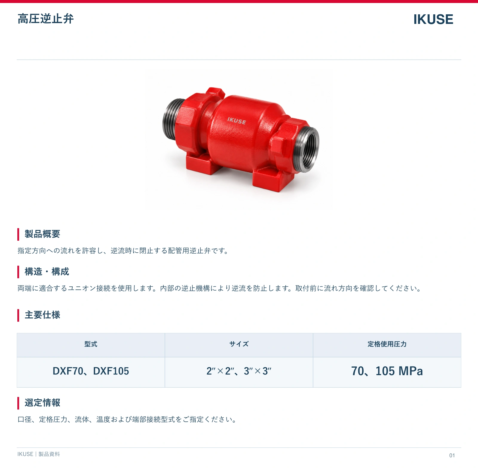 IKUSE 高圧逆止弁画像2