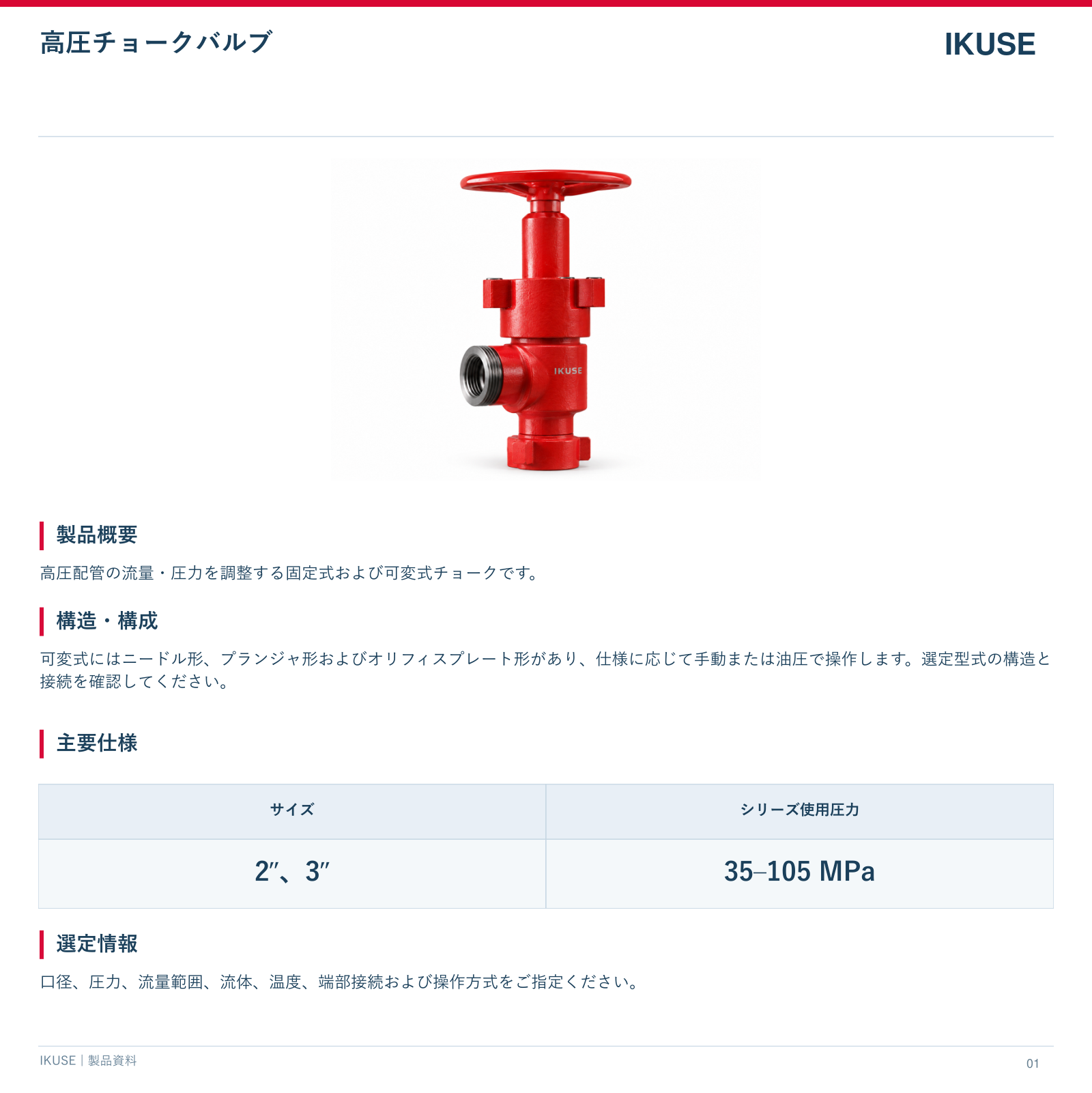 IKUSE 高圧チョークバルブ画像2