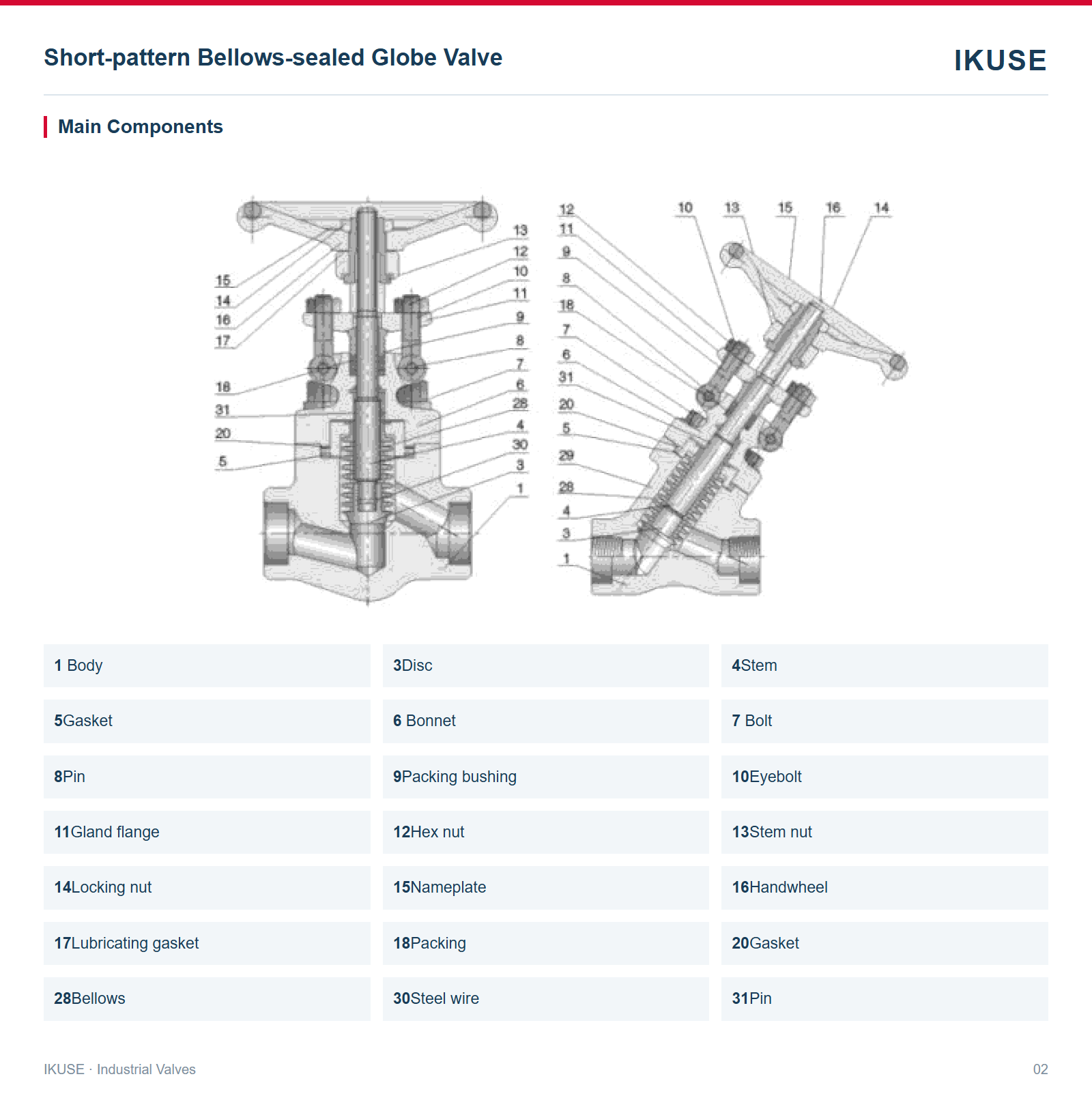 IKUSE Short-pattern Bellows-sealed Globe Valve image 2