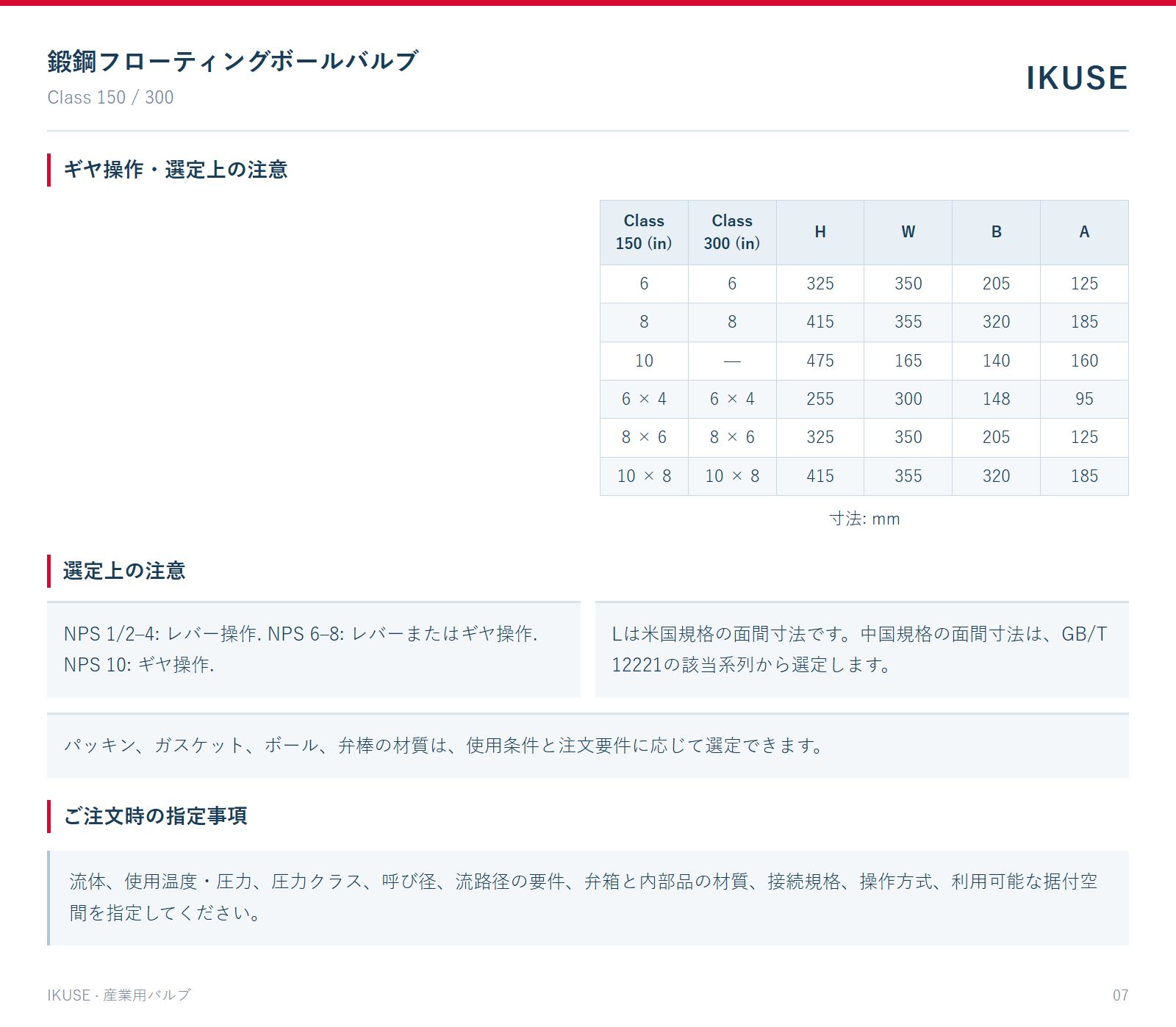 ギヤ操作・選定上の注意