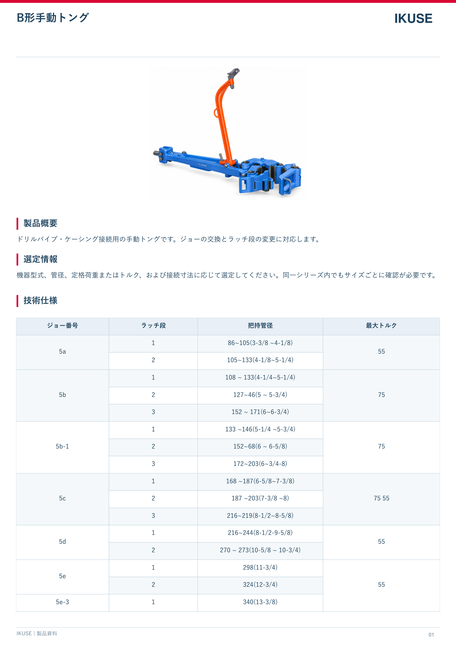 IKUSE B形手動トング画像2