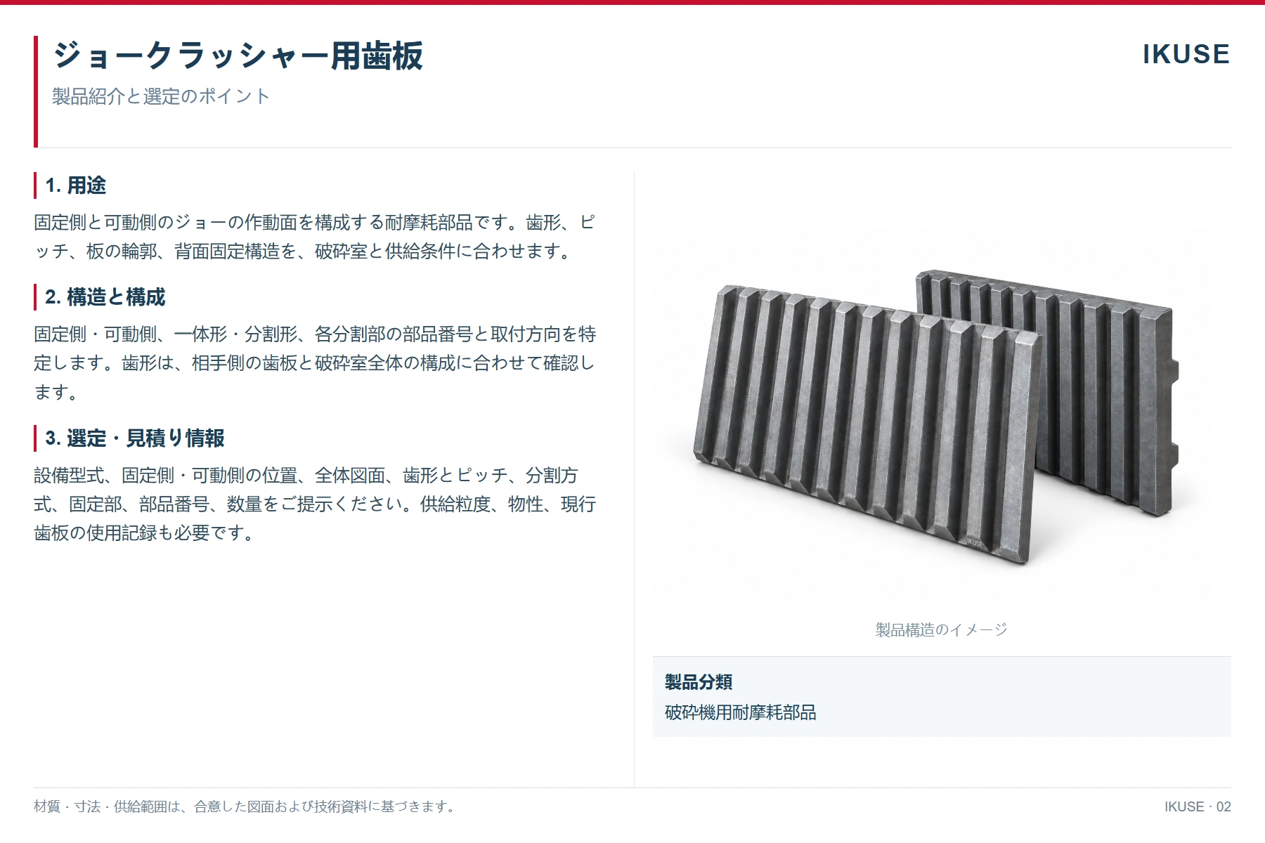 IKUSE ジョークラッシャー用歯板画像2