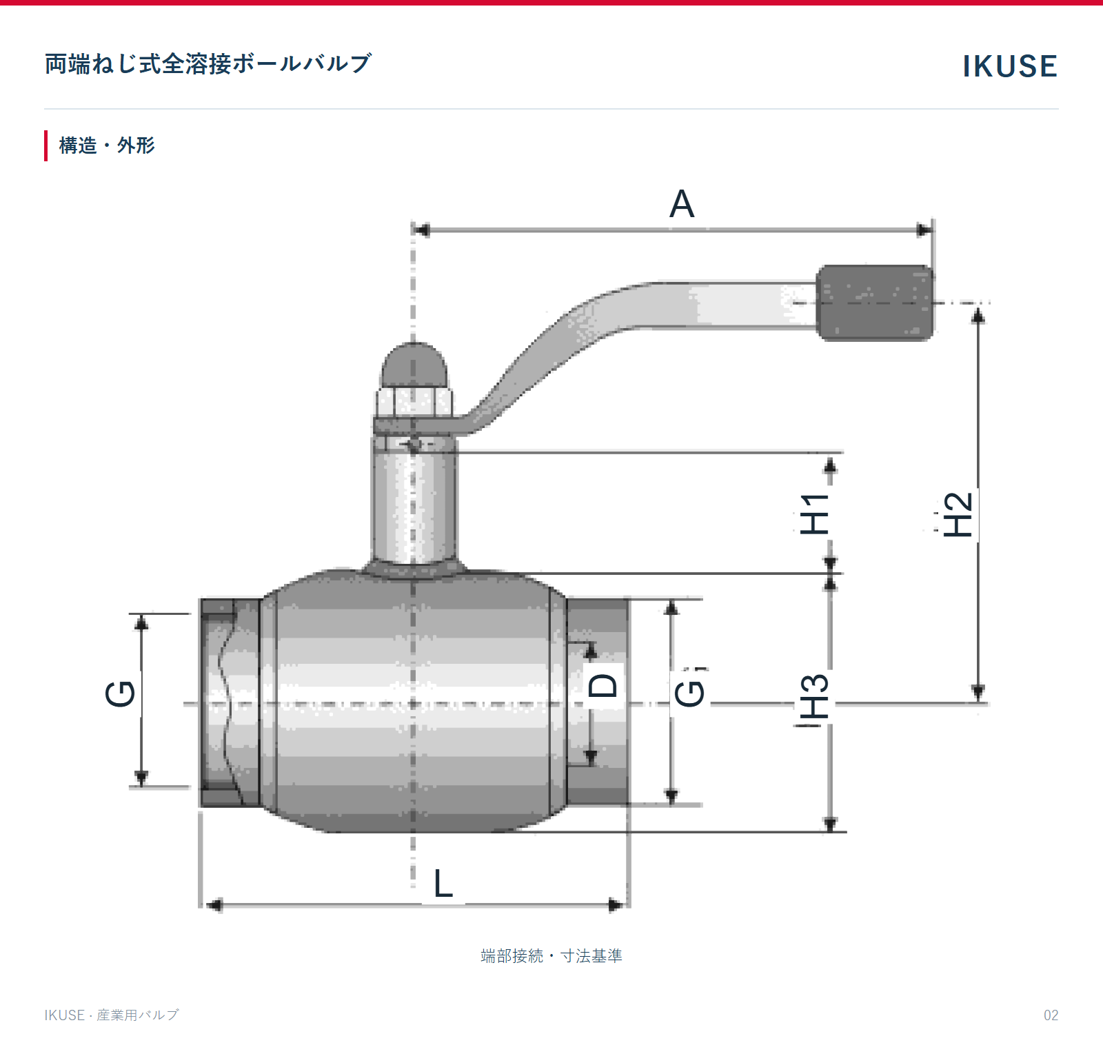 IKUSE 両端ねじ式全溶接ボールバルブ画像2
