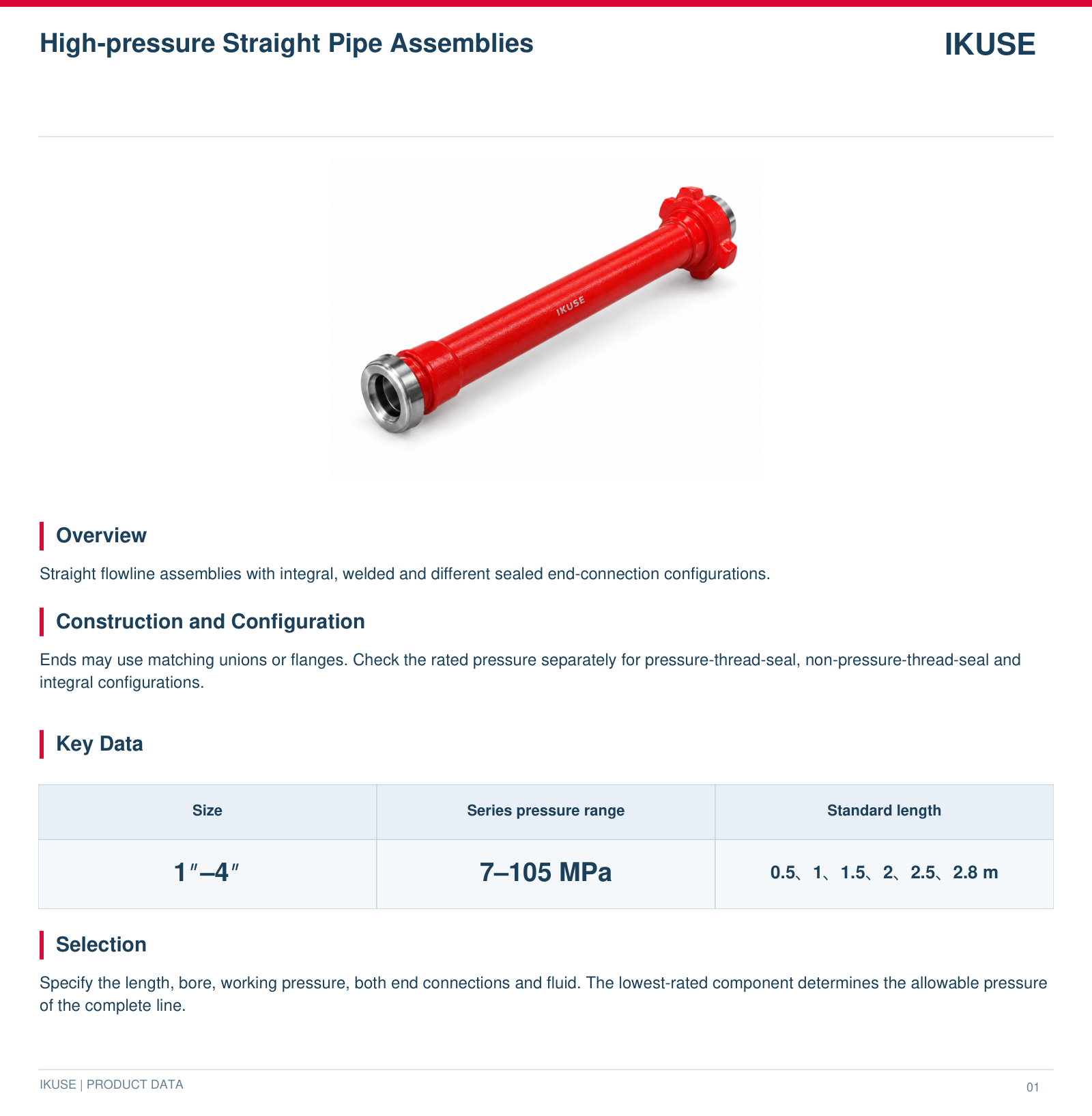 IKUSE High-pressure Straight Pipe Assemblies image 2