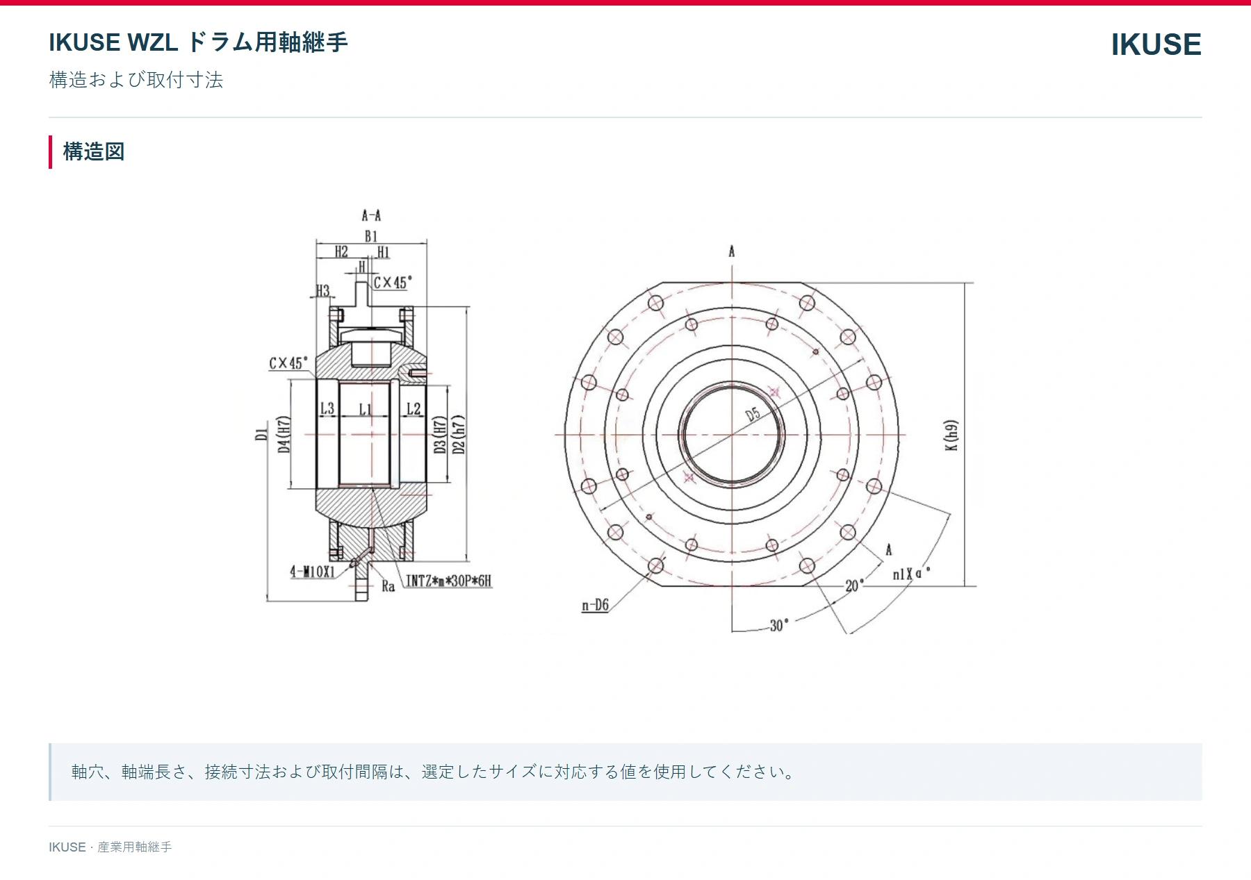 IKUSE WZL ドラム用軸継手画像2