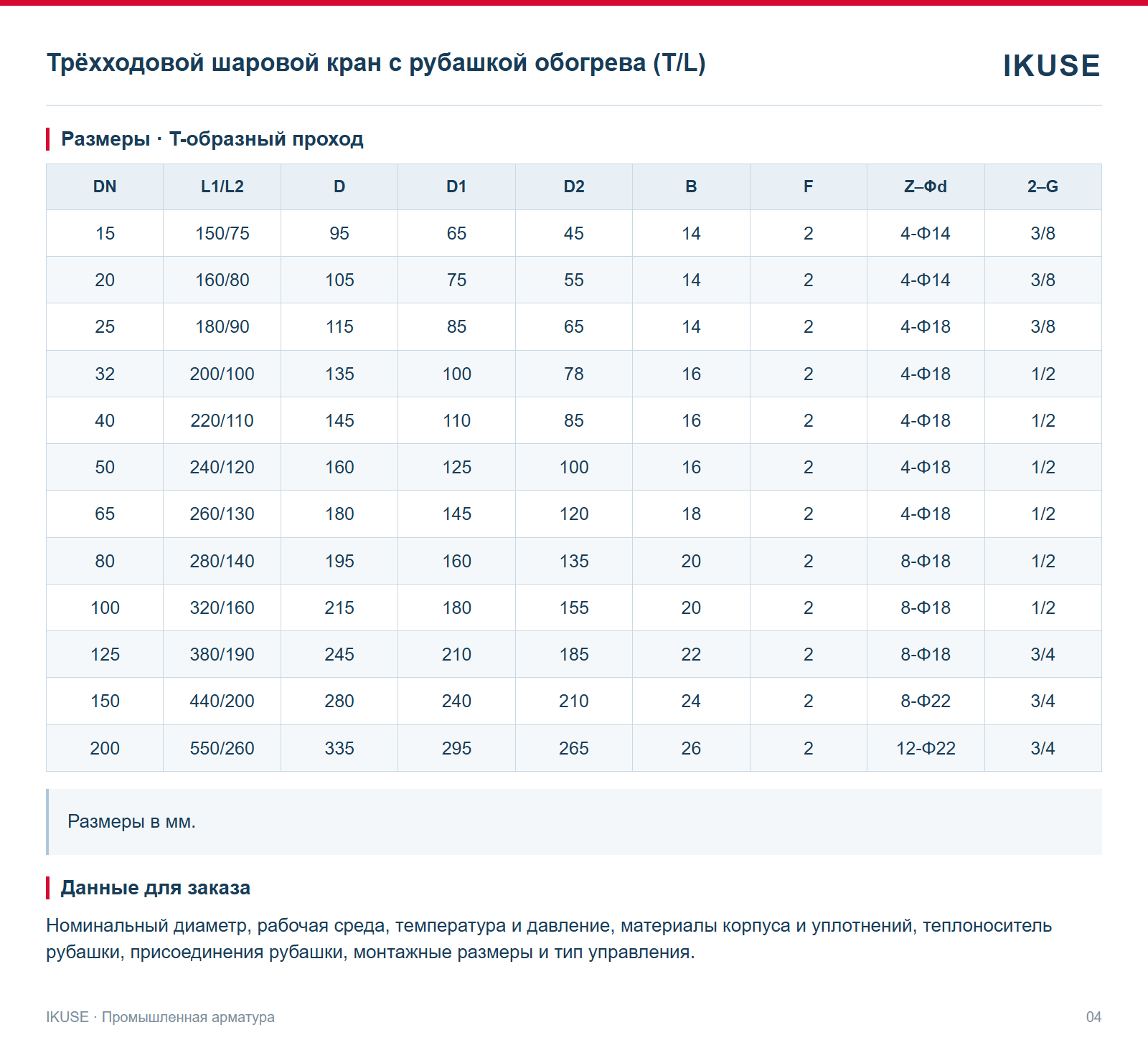 Размеры · T-образный проход