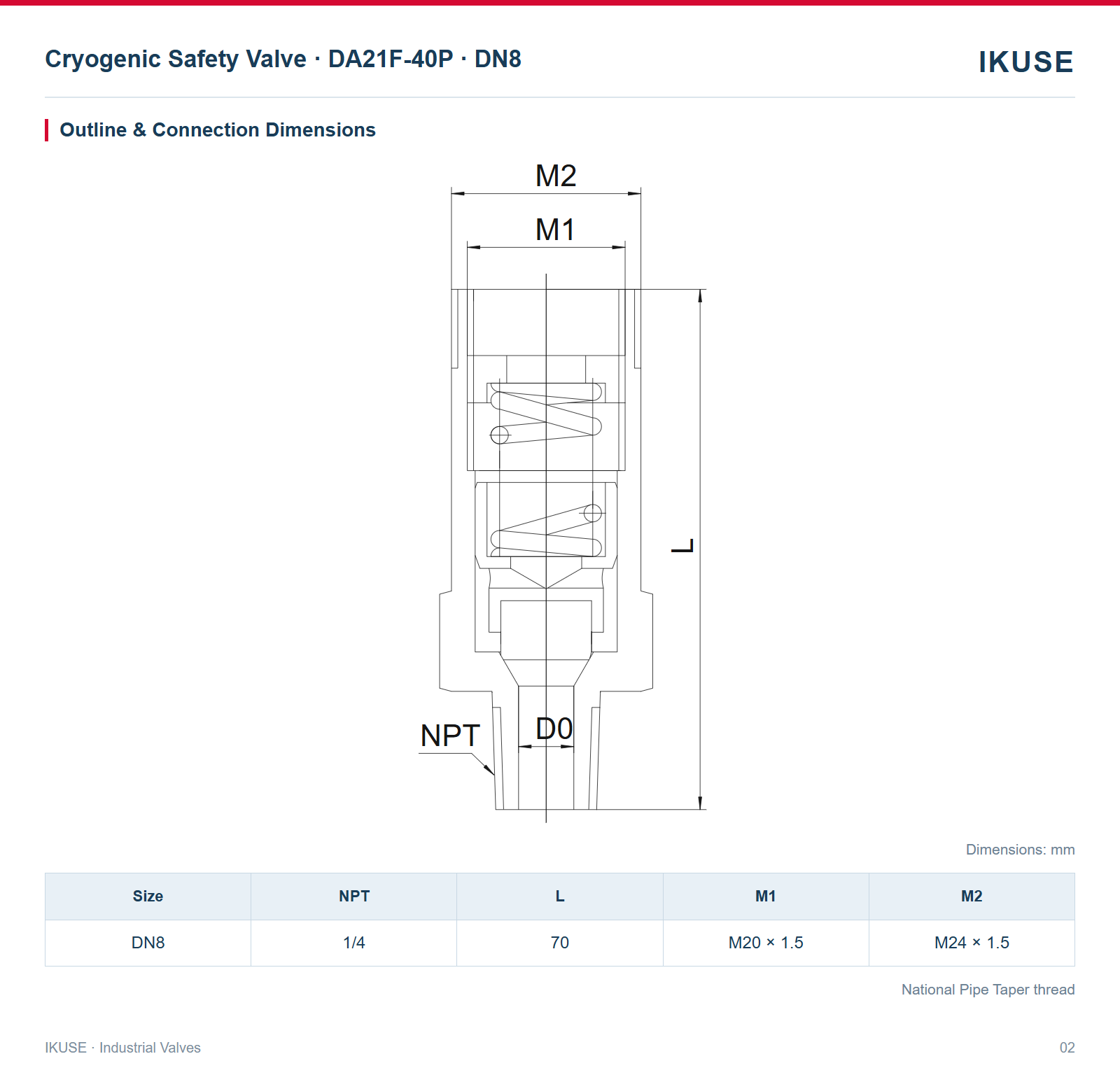 IKUSE Cryogenic Safety Valve · DA21F-40P · DN8 image 2