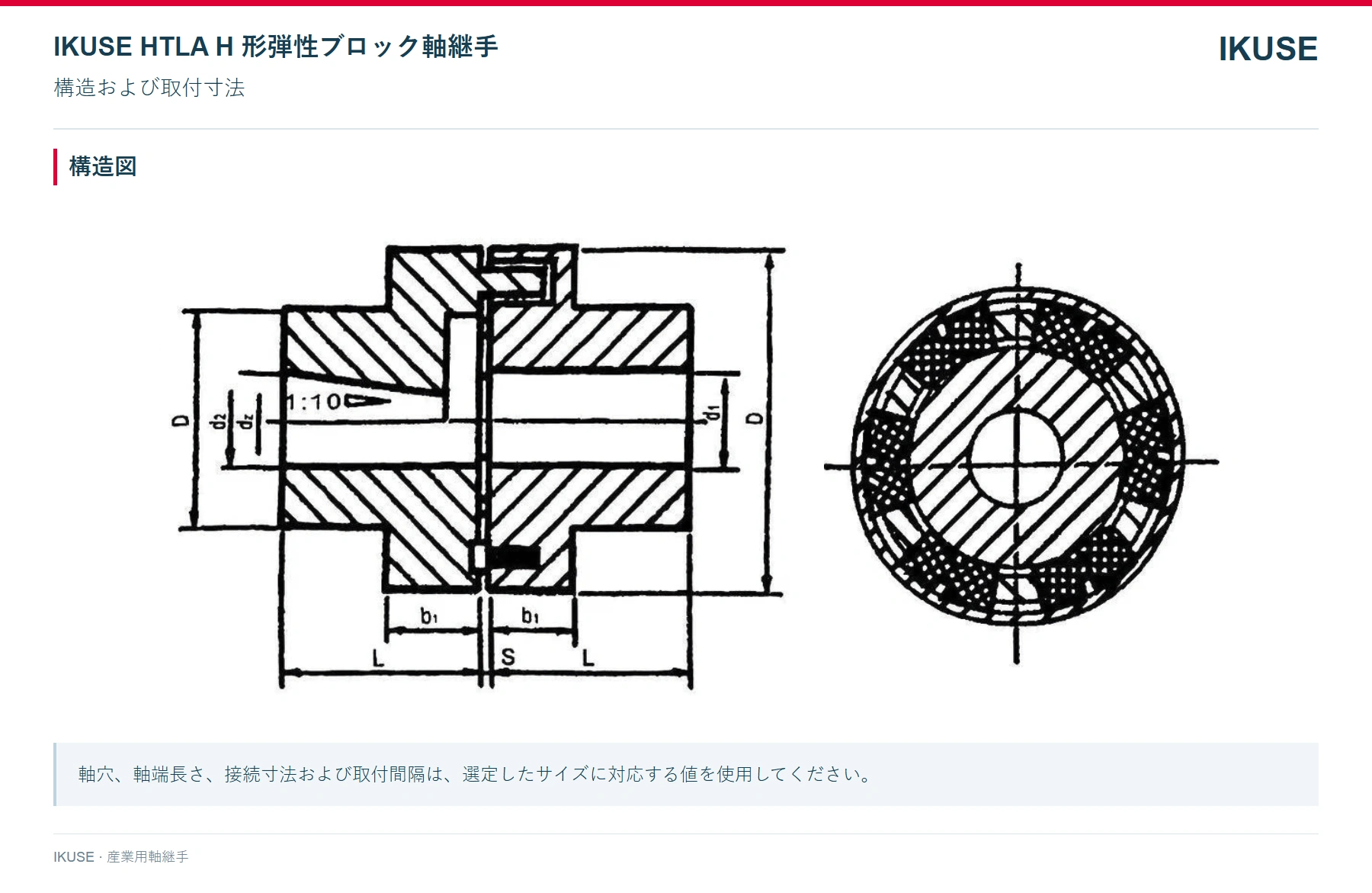 IKUSE HTLA H 形弾性ブロック軸継手画像2