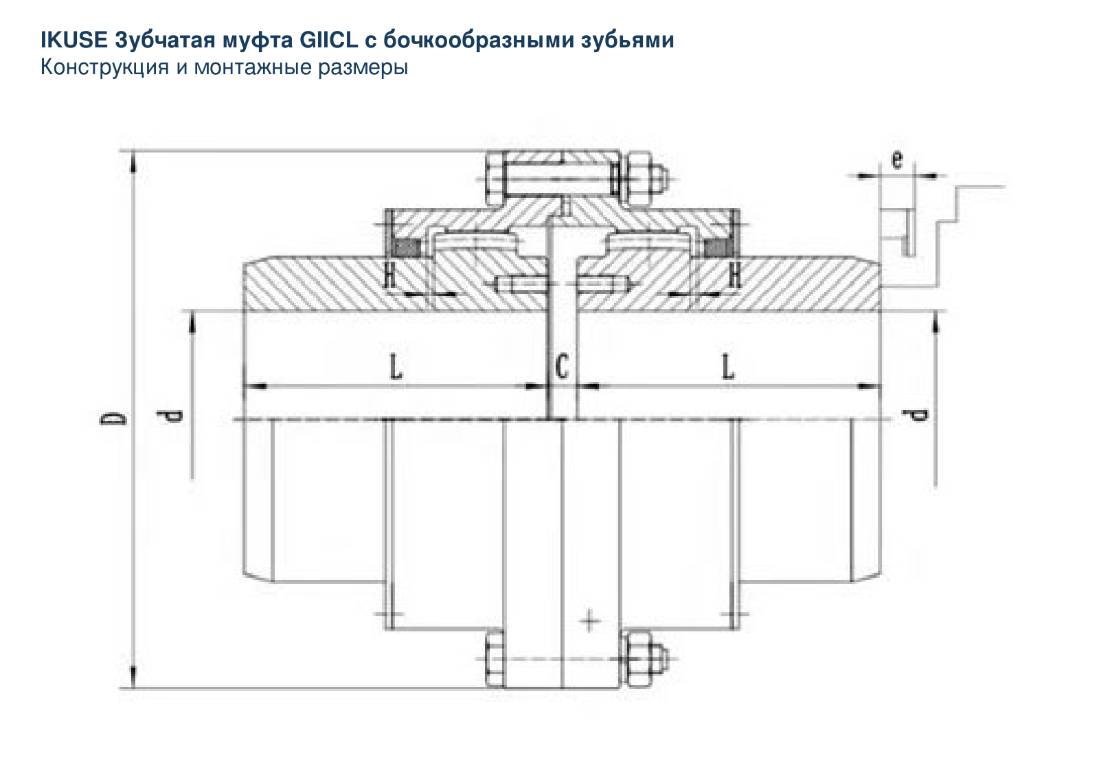 IKUSE Зубчатая муфта GIICL с бочкообразными зубьями, фото 2